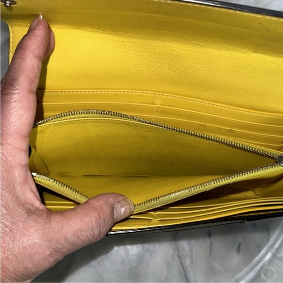 Céline Authentic Long Wallet Taupe & Yellow  Famous Celine Leather EUC - Picture 7 of 14